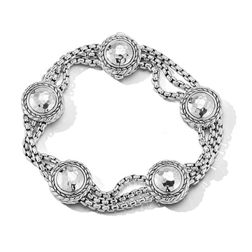 JAI Hammered Station Box Chain Bracelet, 7.5"